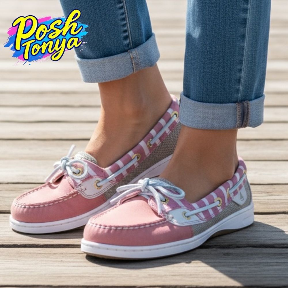 Sperry Top-Sider Striped Boat Shoes Preppy Loafers Womens 6 Coastal Nautical